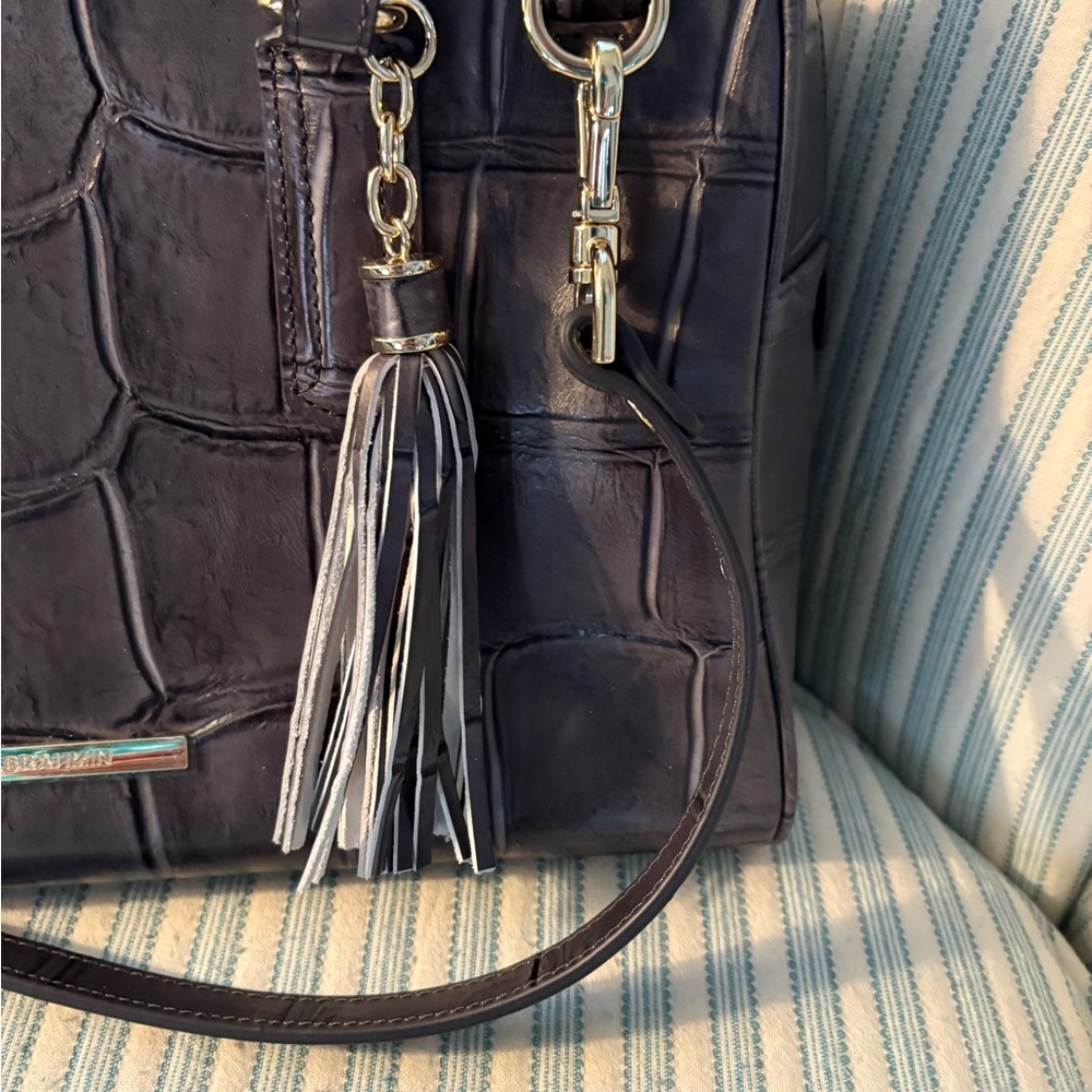 Brahmin Nocturnal Lysander Croc-Embossed Satchel - Picture 3 of 5
